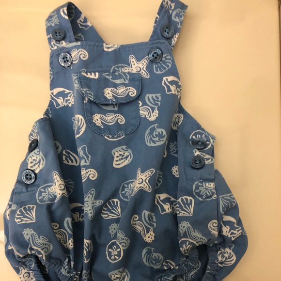 Janie and Jack Other - 0-3 month Romper Blue/White Shells Janie & Jack